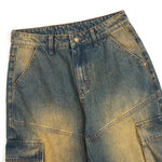 Muddy WashedVintage Washed Pleated Knee Cargo Jeans