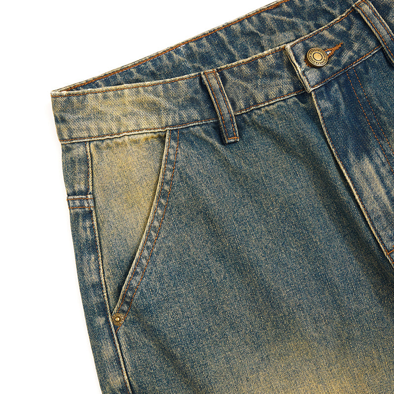 Muddy WashedVintage Washed Pleated Knee Cargo Jeans