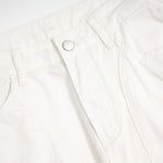 White Cotton Barrel-Leg Trousers