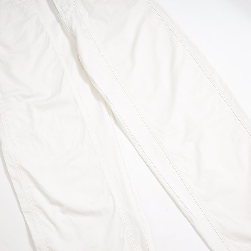 White Cotton Barrel-Leg Trousers