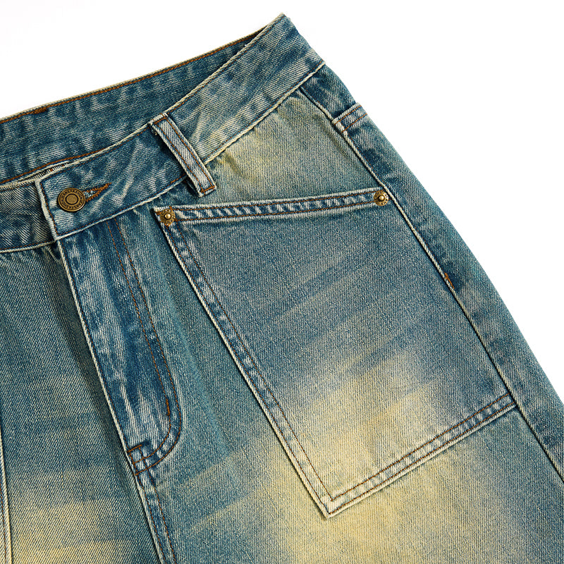 Muddy WashedVintage Washed Pleated Knee Jeans