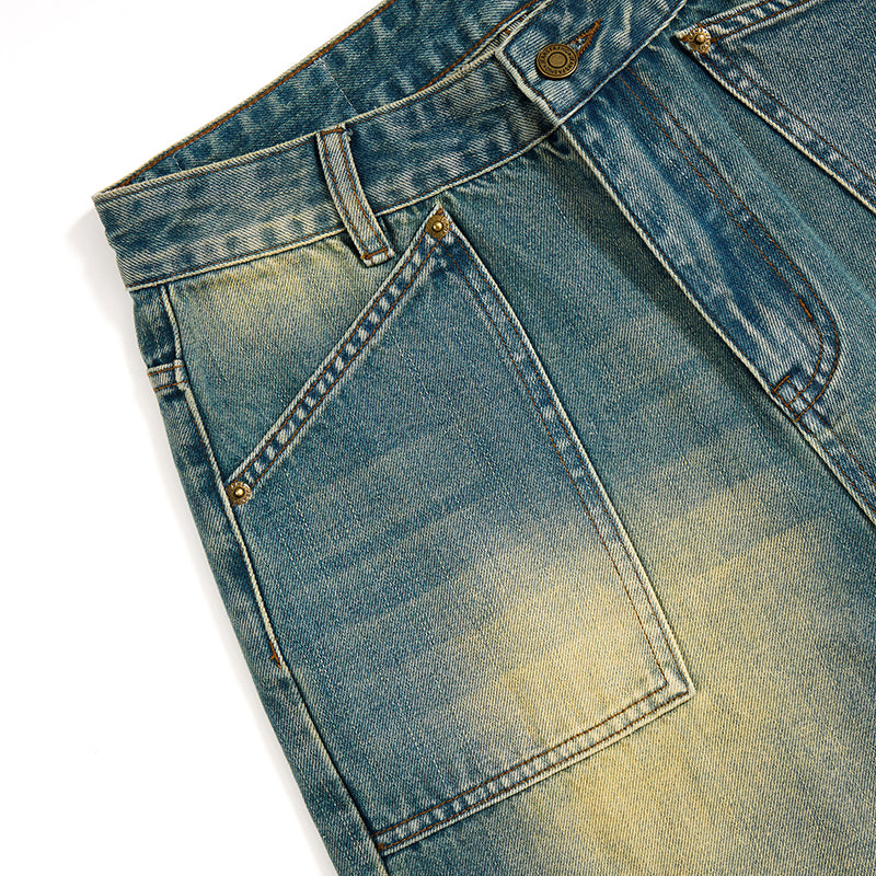 Muddy WashedVintage Washed Pleated Knee Jeans