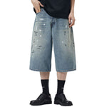 Paint-Splatter Bermuda Denim Shorts