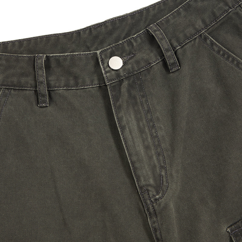 Loose Fit Pleated Knee Cargo Trousers