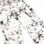Ink Splatter Pleated Knee Cargo Trousers