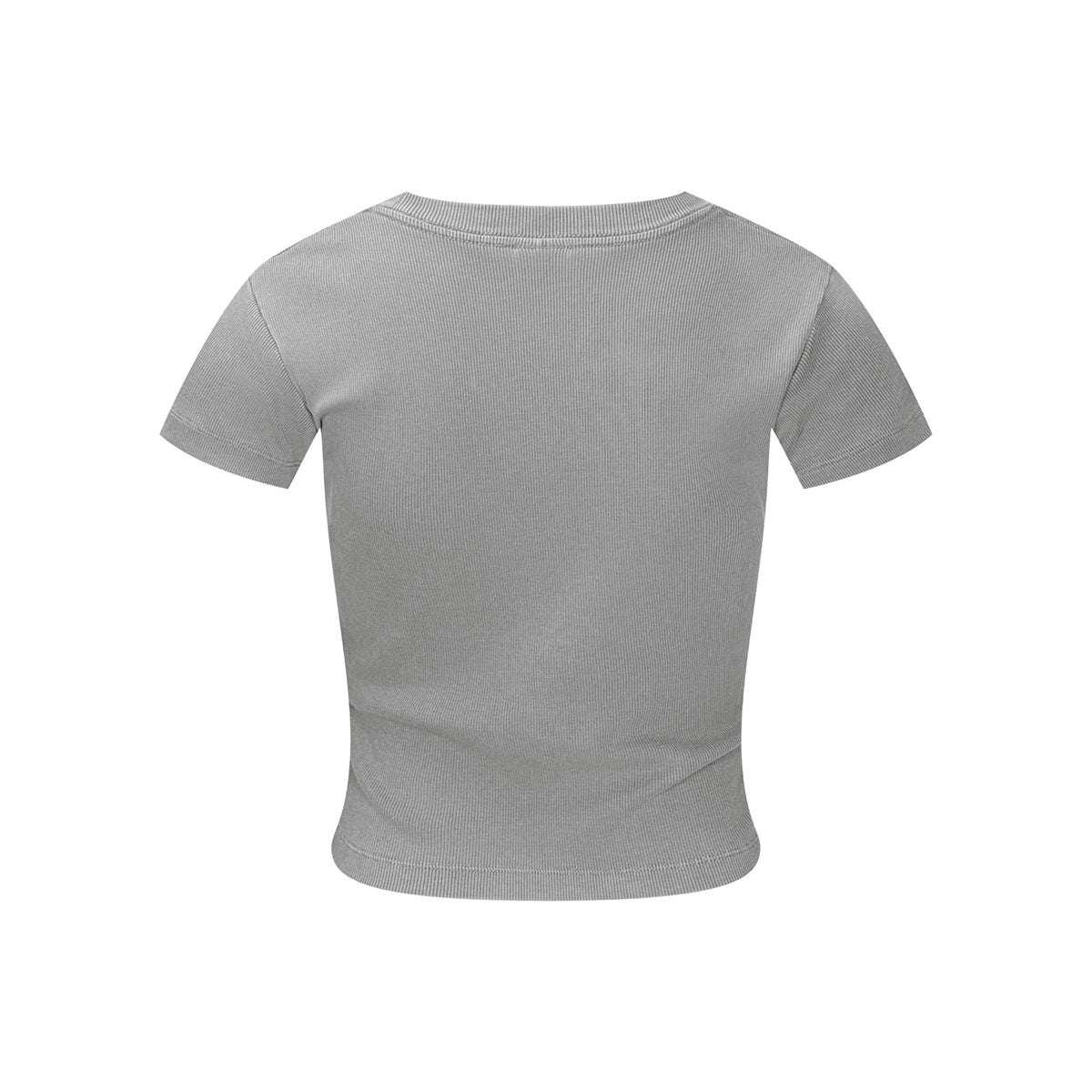 Washed Crew Neck Ribbed Crop Tee 8oz