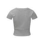 Washed Crew Neck Ribbed Crop Tee 8oz