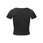 Washed Crew Neck Ribbed Crop Tee 8oz