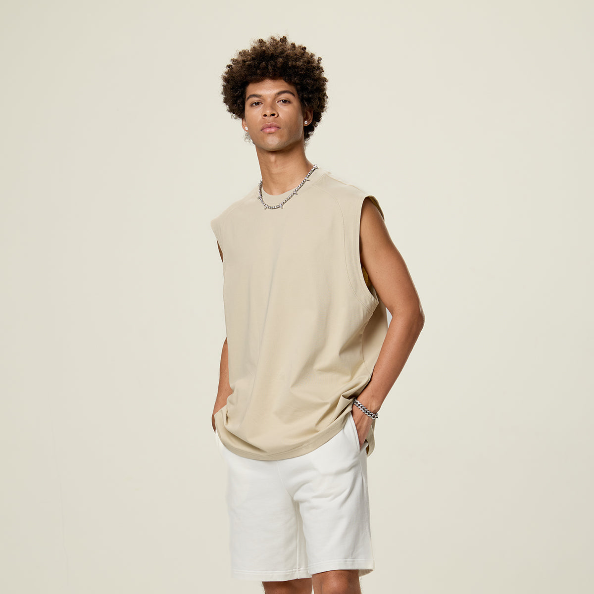 Solid Color Crew Neck Sleeveless Tee 7.2oz