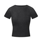 Crew Neck Ribbed Crop T Shirt 8oz