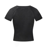 Crew Neck Ribbed Crop T Shirt 8oz