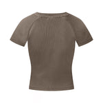 Crew Neck Ribbed Crop T Shirt 8oz