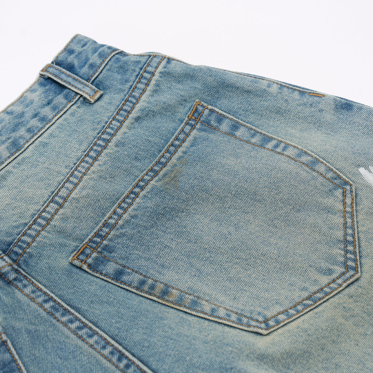 Paint-Splatter Bermuda Denim Shorts