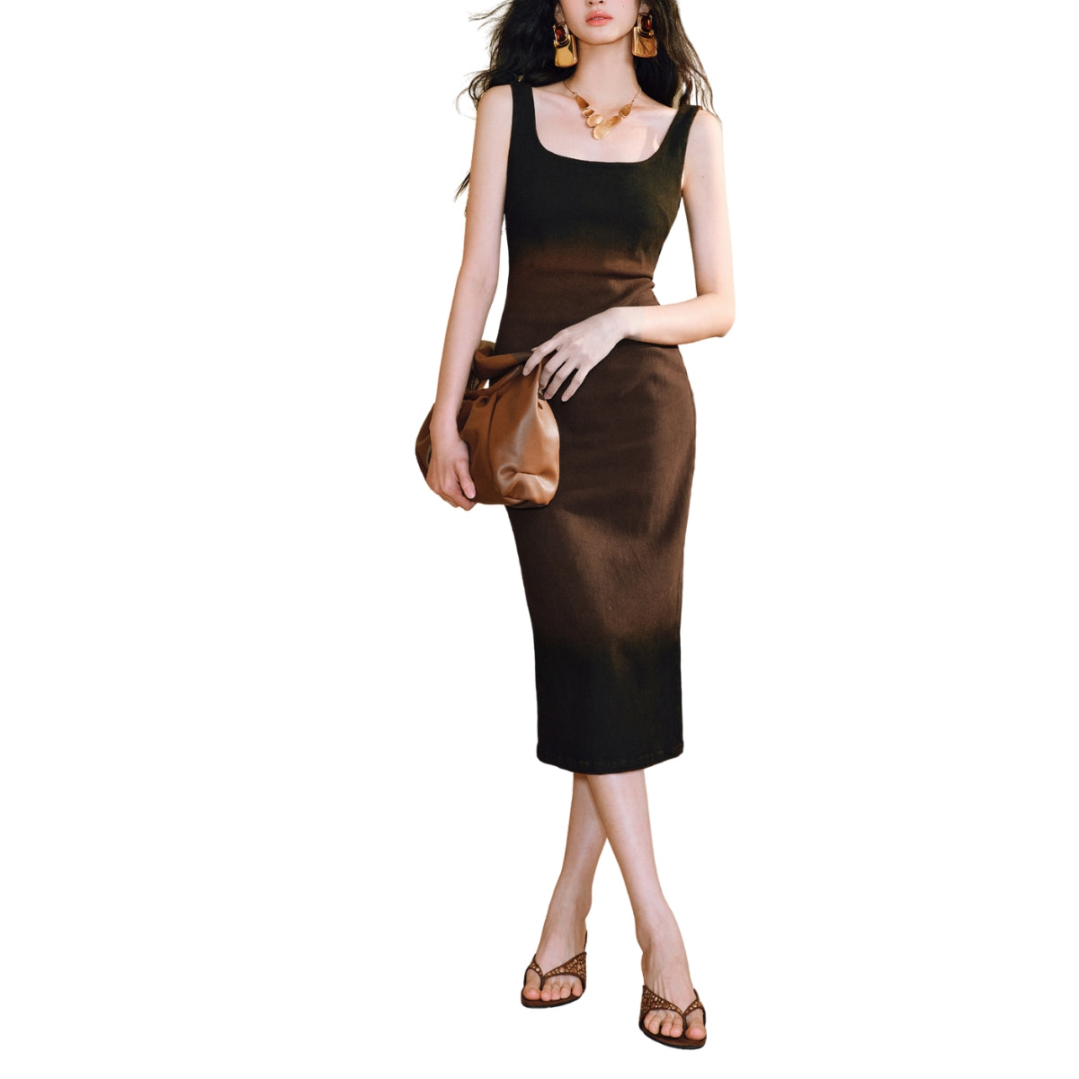 Bodycon Denim Slip Midi Dress