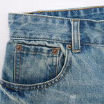 Paint-Splatter Bermuda Denim Shorts