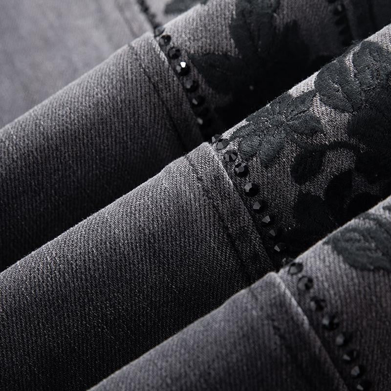 Risen Jeans Pearl-Frog Embroidered Wide-Leg Jeans