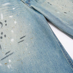 Paint-Splatter Bermuda Denim Shorts