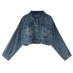 Cropped Denim Button-Front Jacket