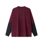 Velour Mock Layered Raglan Sleeve Top