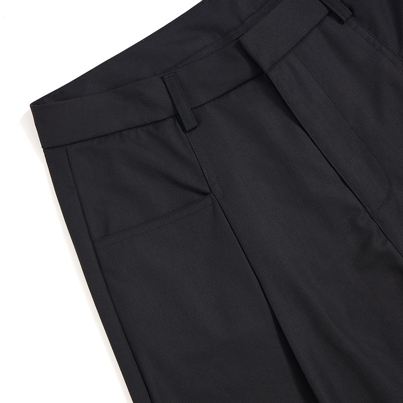 Wide Leg Single Pleat Trousers