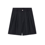 Double Pleat Relaxed Fit Bermuda Shorts