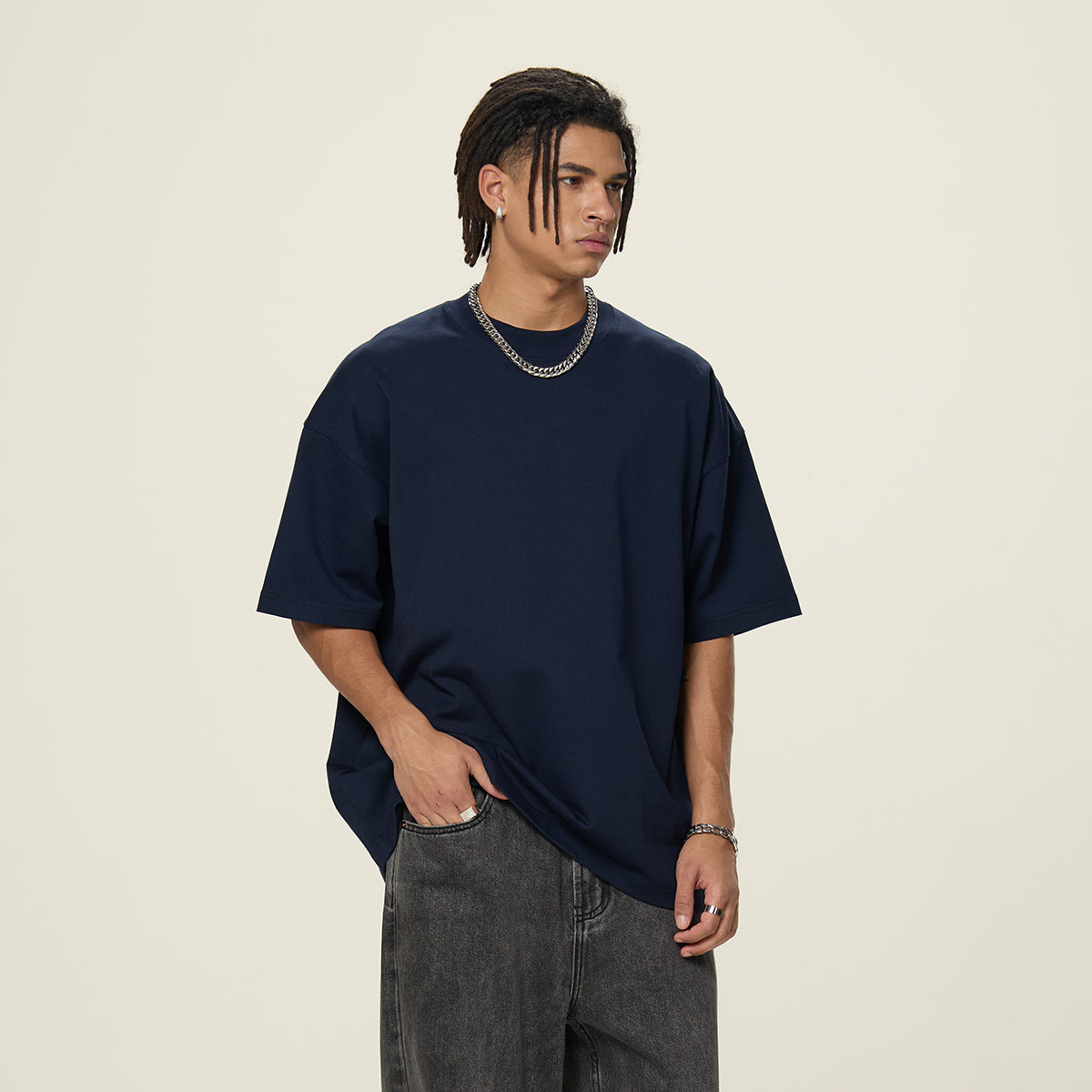 Solid Color Crew Neck Basic Tee 7.2oz