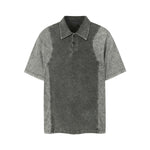 Two Tone Vintage Wash Contrast Panels Polo Shirt