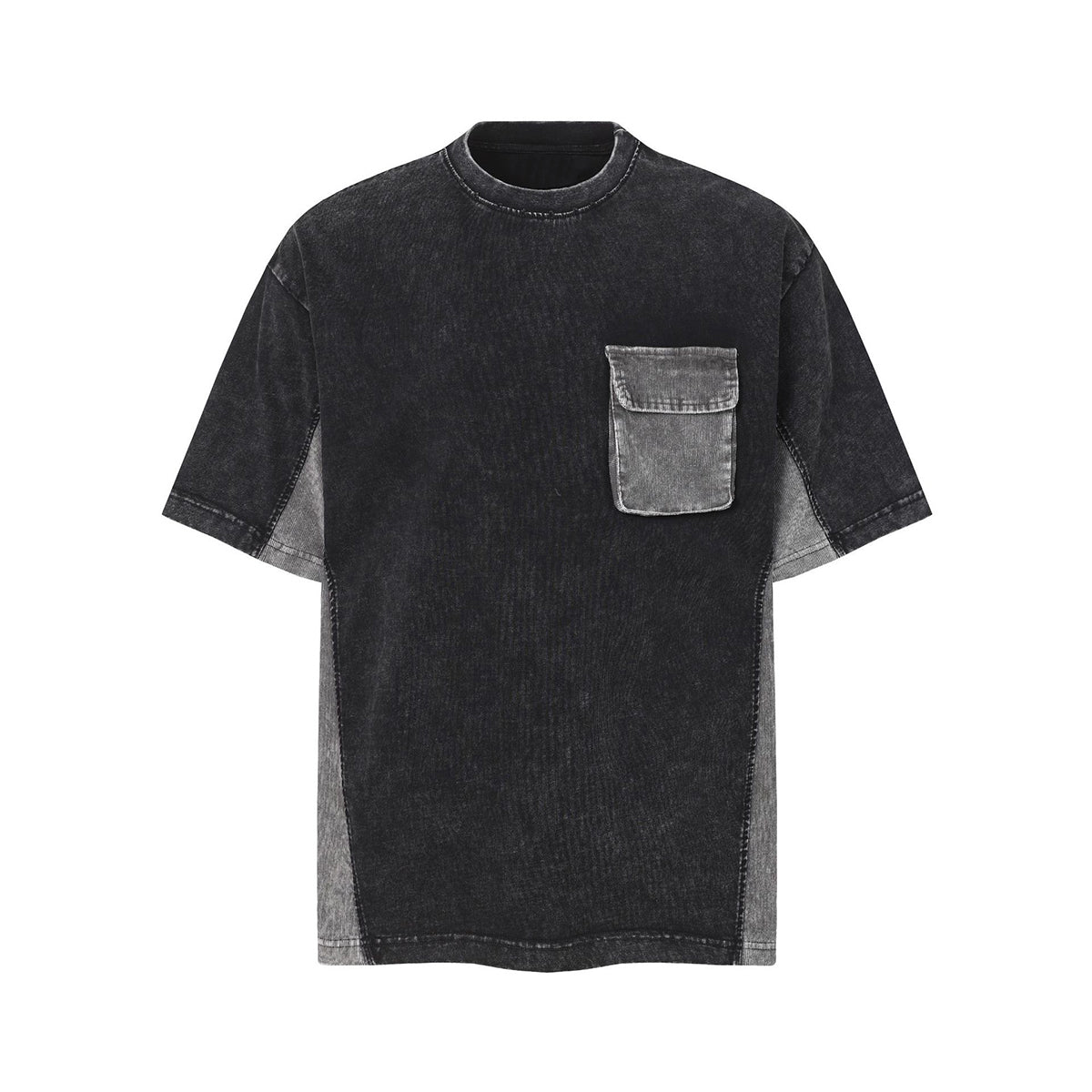 Streetwear Inspired Color Blocked Washed Casual Cotton Tee