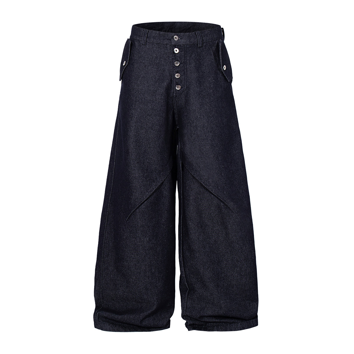 High Waisted Relaxed Fit Button Fly Vintage Blue Jeans