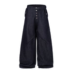 High Waisted Relaxed Fit Button Fly Vintage Blue Jeans