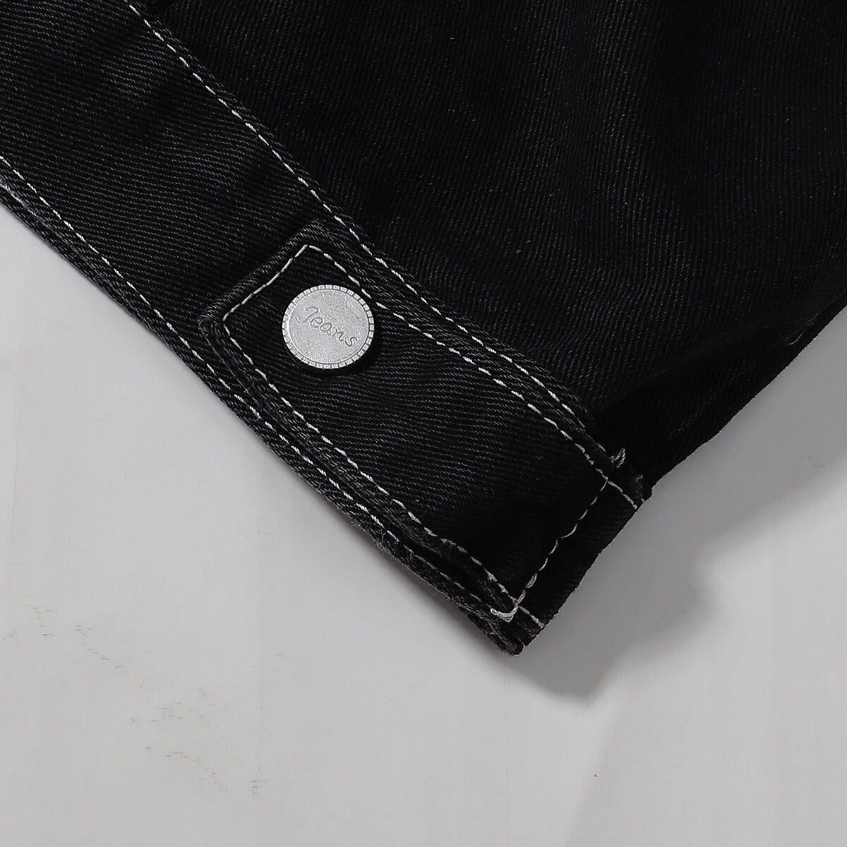 Abstract White Embroidery Denim Jacket