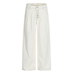 High Waist Wide Leg Button Fly Denim Pants