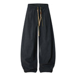 Vintage Plaid Wide Leg Relaxed Drawstring Pants
