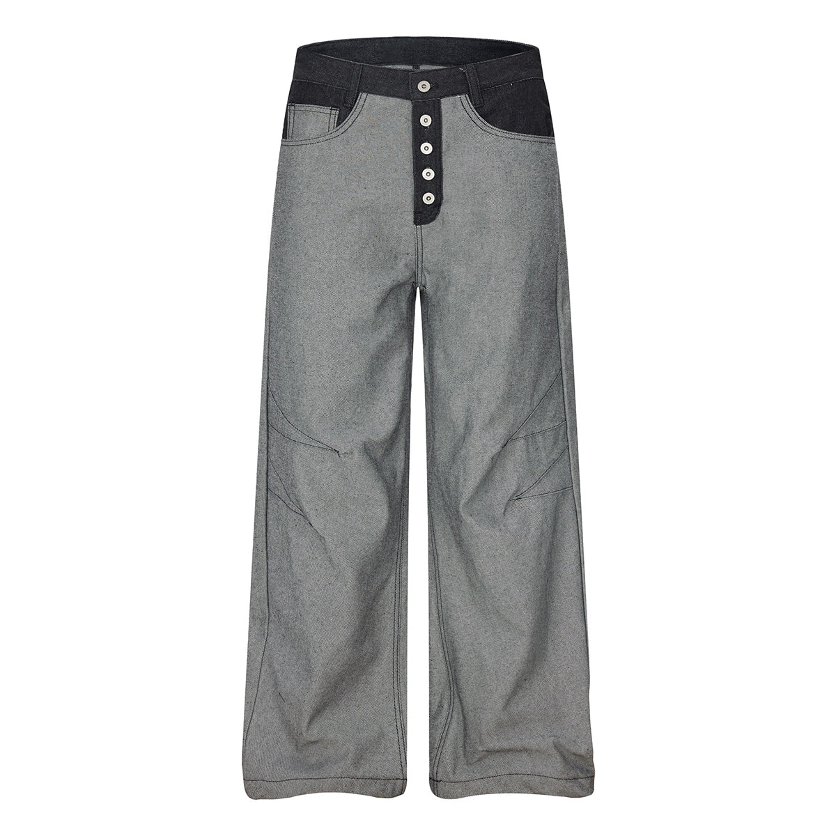 Vintage-Inspired High-End Button Wide-Leg Denim Pants