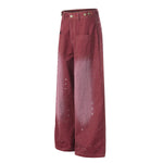 Rhinestone Star Print Vintage Washed Wide Leg Pants