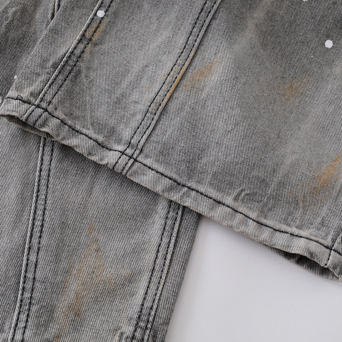 Paint Splatter Panel Stitching Barrel-Leg Jeans