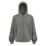 Distressed Vintage Wash Zip Up Hoodie