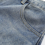 Washed Faded Dog-Embroidered Barrel-Leg Jeans