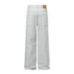 High Street Washed Distressed Wide Leg Flared Jeans