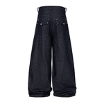 High Waisted Relaxed Fit Button Fly Vintage Blue Jeans