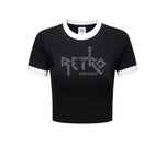 Contrast Colors Retro Graphic Crop Top-INNBLAC Fashion Apparel