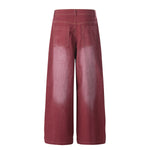 Rhinestone Star Print Vintage Washed Wide Leg Pants