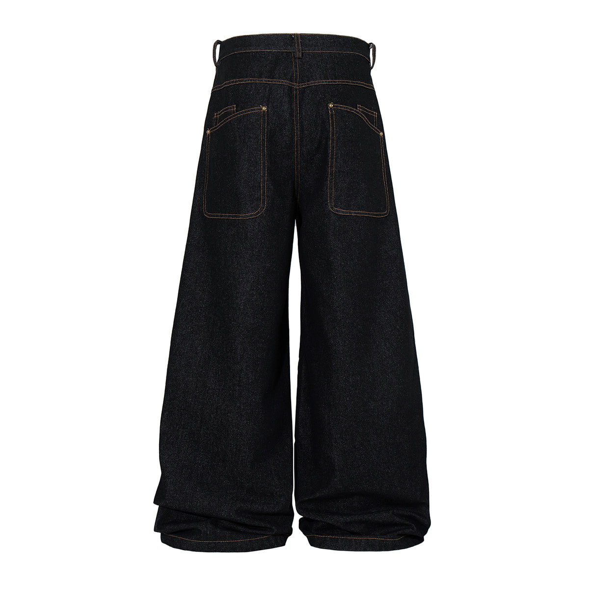 Wide Leg High Waisted Dark Denim Jeans Button Detail