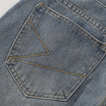Wide Leg Pinstripe Detail Denim Jeans