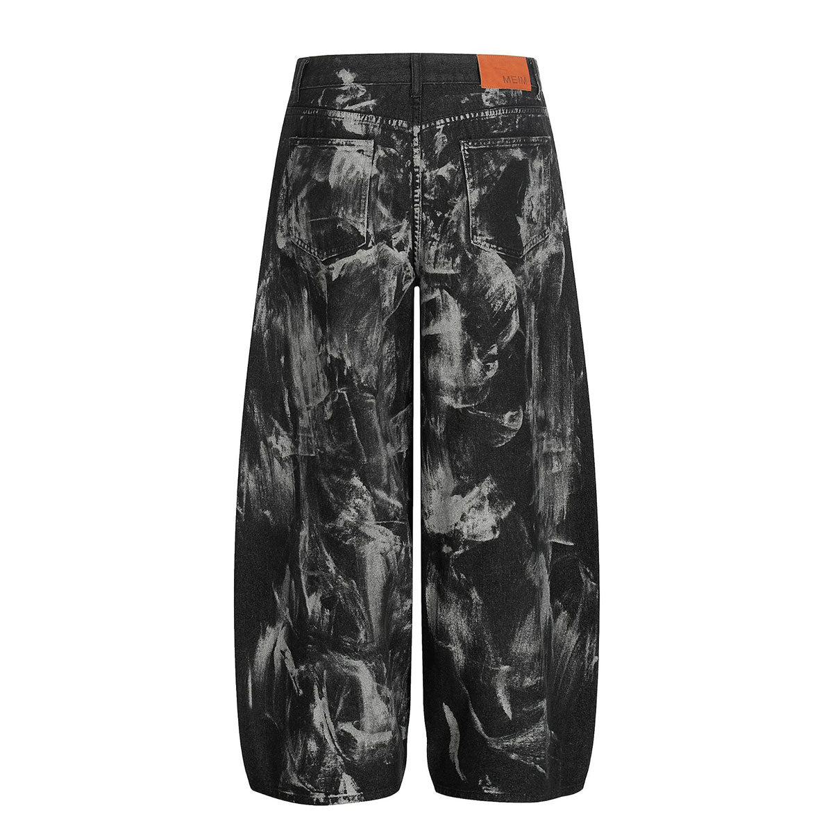 Studded Black Paint Splatter Wide Leg Jeans