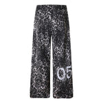 Leopard Print Drawstring Wide-Leg Graphic Pants