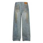 Vintage Distressed Washed Wide Jeans