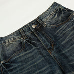 Whisker Fade Vintage High-Street Loose Blue Jeans