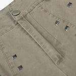 Square Stud Detail Wide Leg Pants
