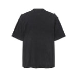 Button Shoulder Detail Vintage Washed Short Sleeve Tee